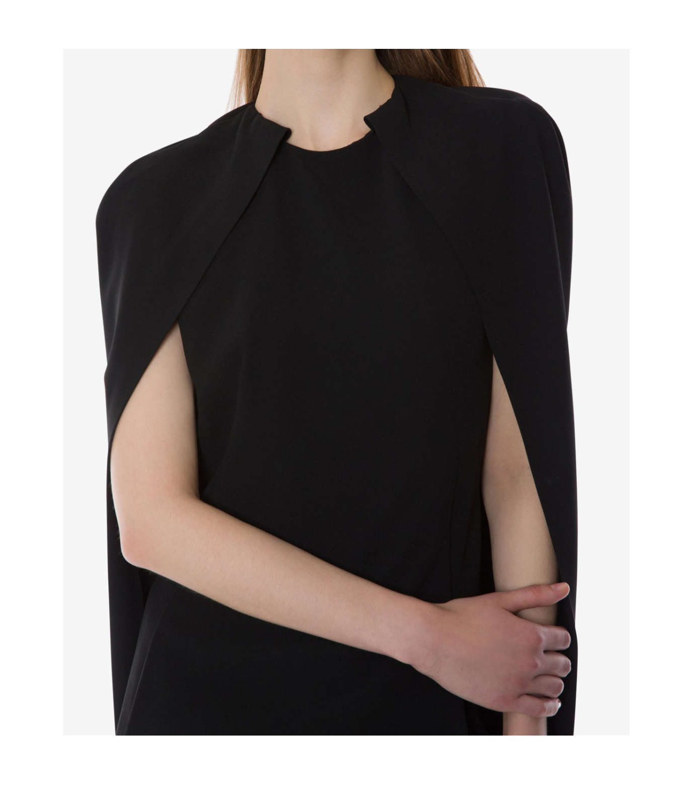 Alberta Ferretti Stretch Cady Cape Dress In Black
