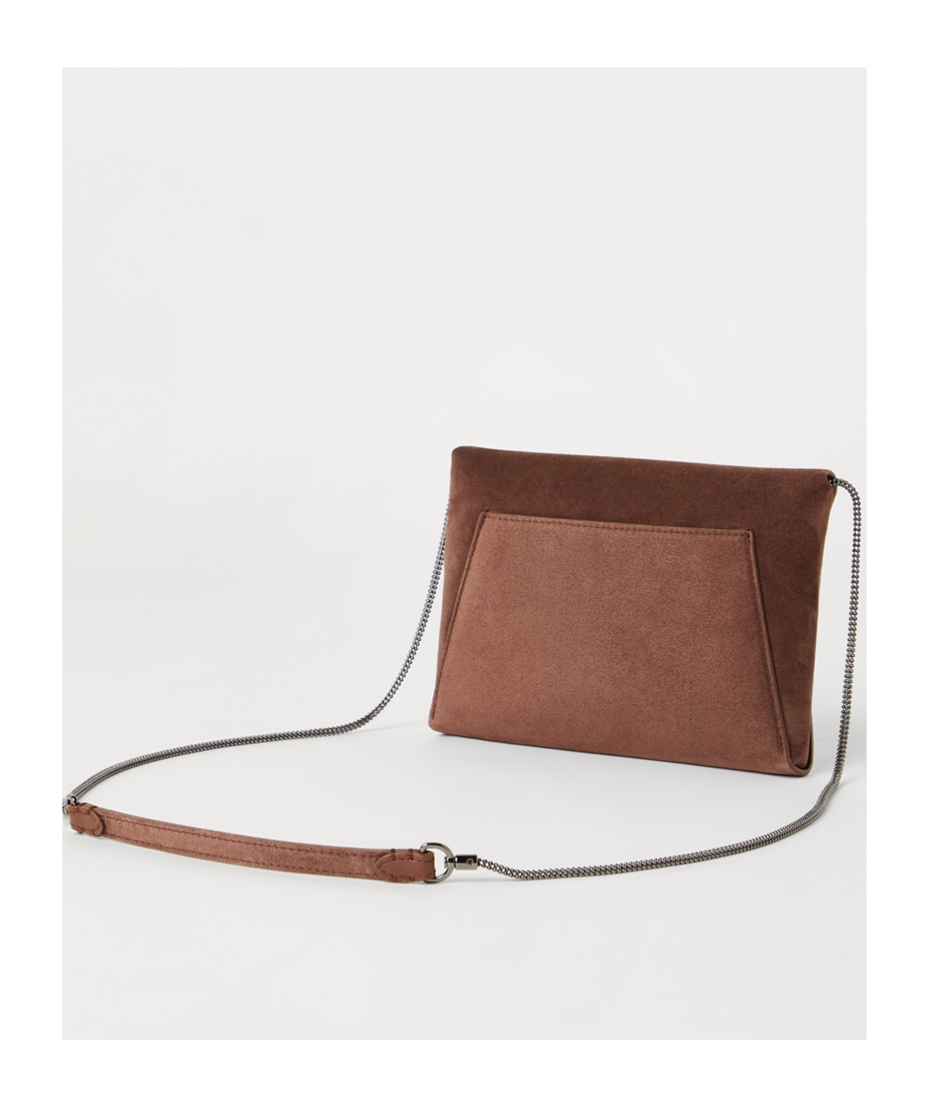 Brunello Cucinelli Small Envelope Suede Clutch Bag With Monili Decoration In Burgundy