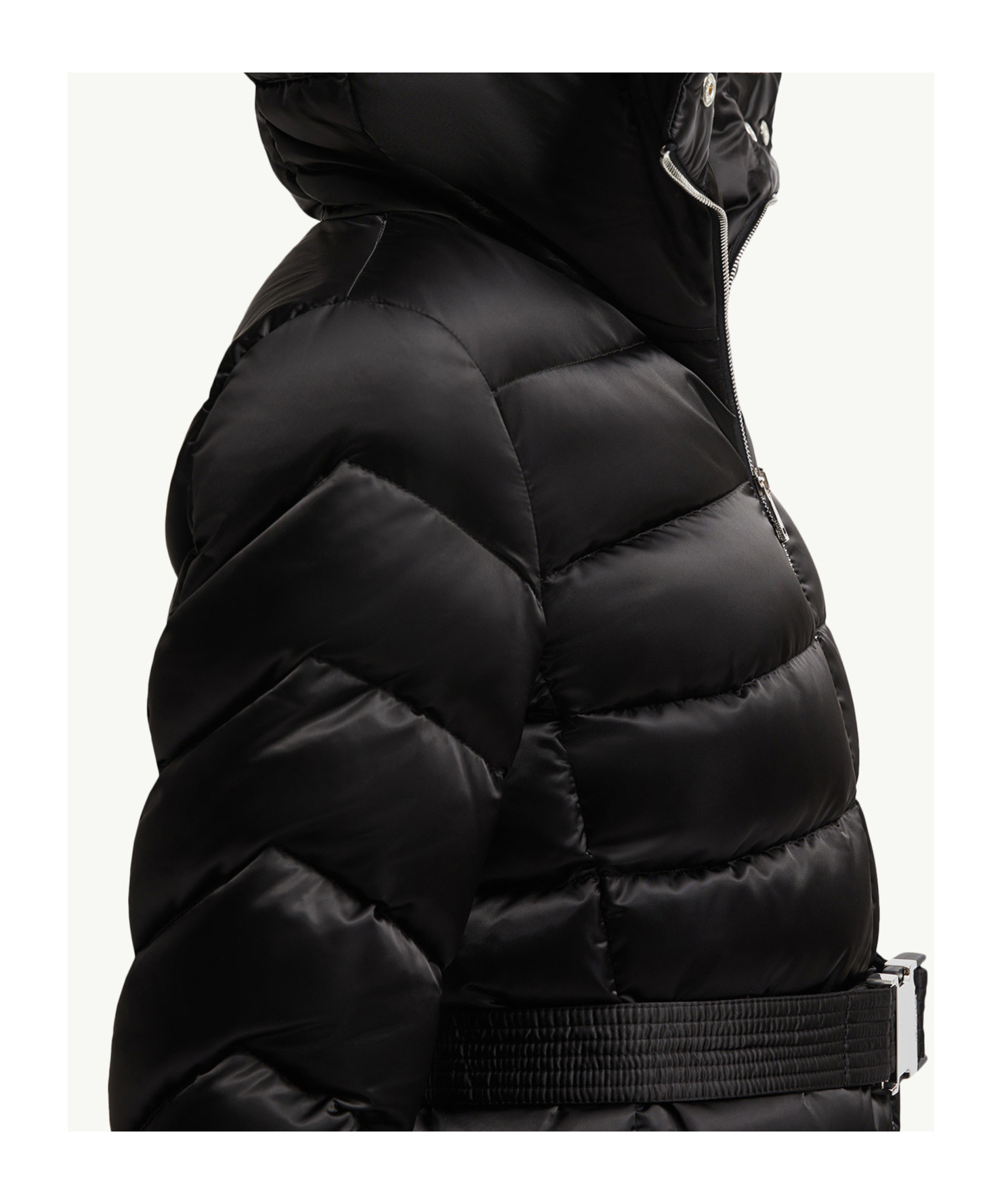 Moncler Cupidone Hooded Shearling-trimmed Short Down Jacket In Black
