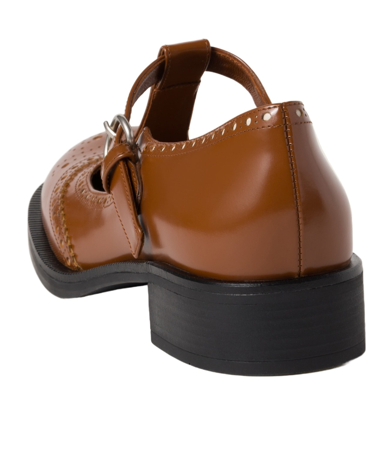 Miu Miu T-strap Leather Brogue Shoes In Brown