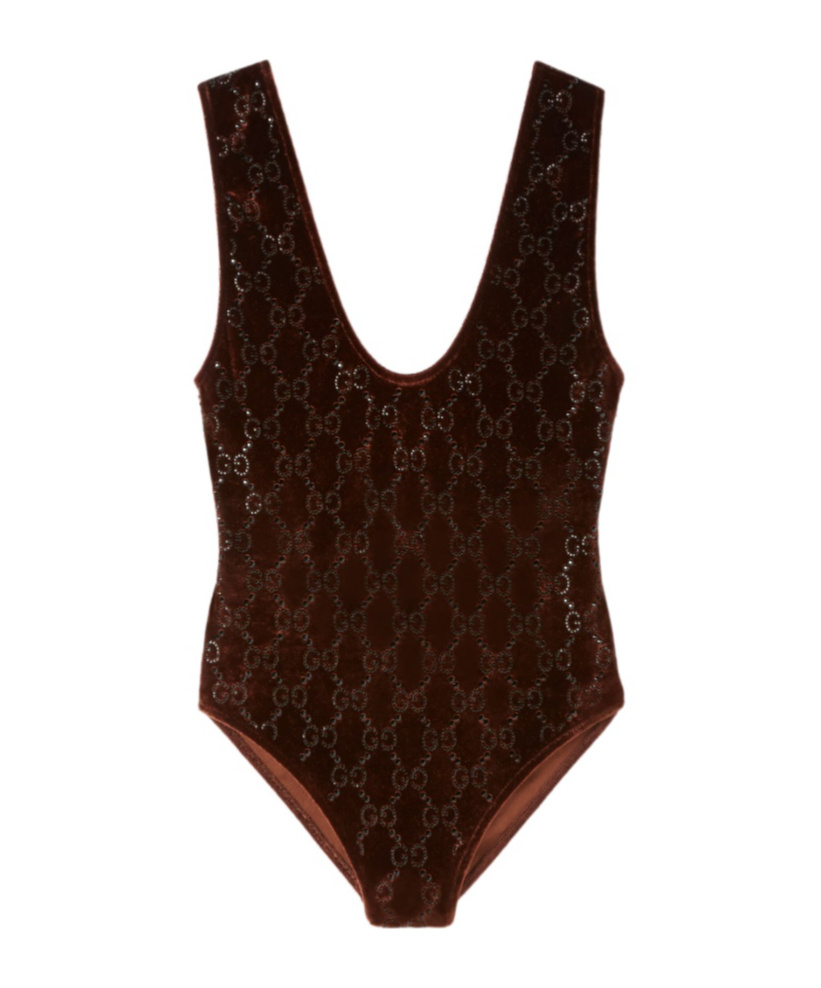 Gucci Crystal Embroidered Bodysuit Scoop Neckline In Multi