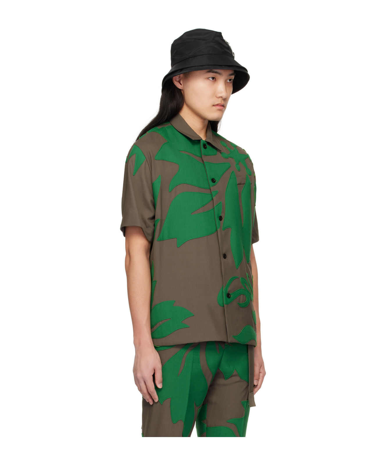 Sacai Floral Button-down Shirt In Green