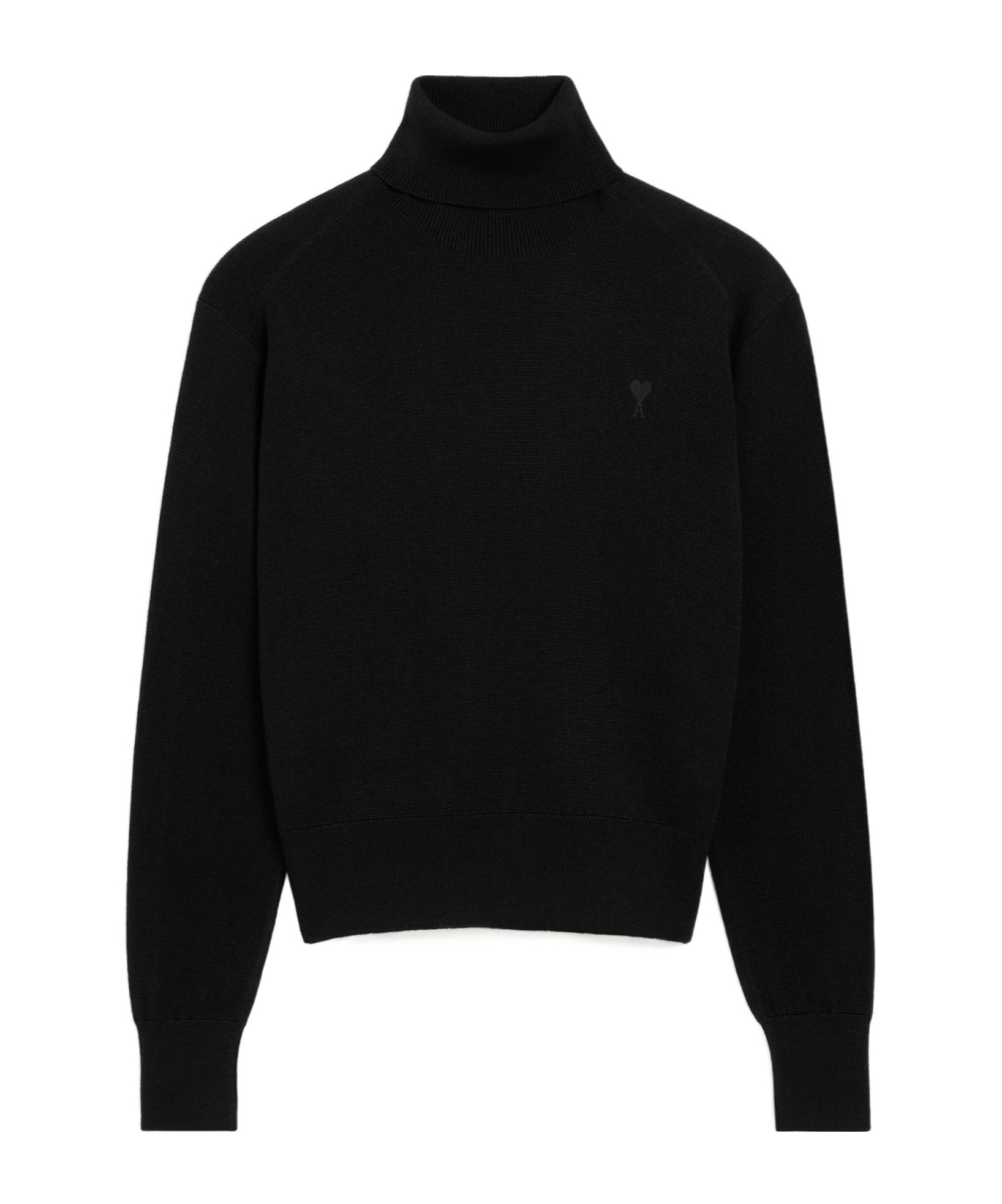 Ami Alexandre Mattiussi Black Wool Ami De Coeur Turtle Neck Sweater Black In Black