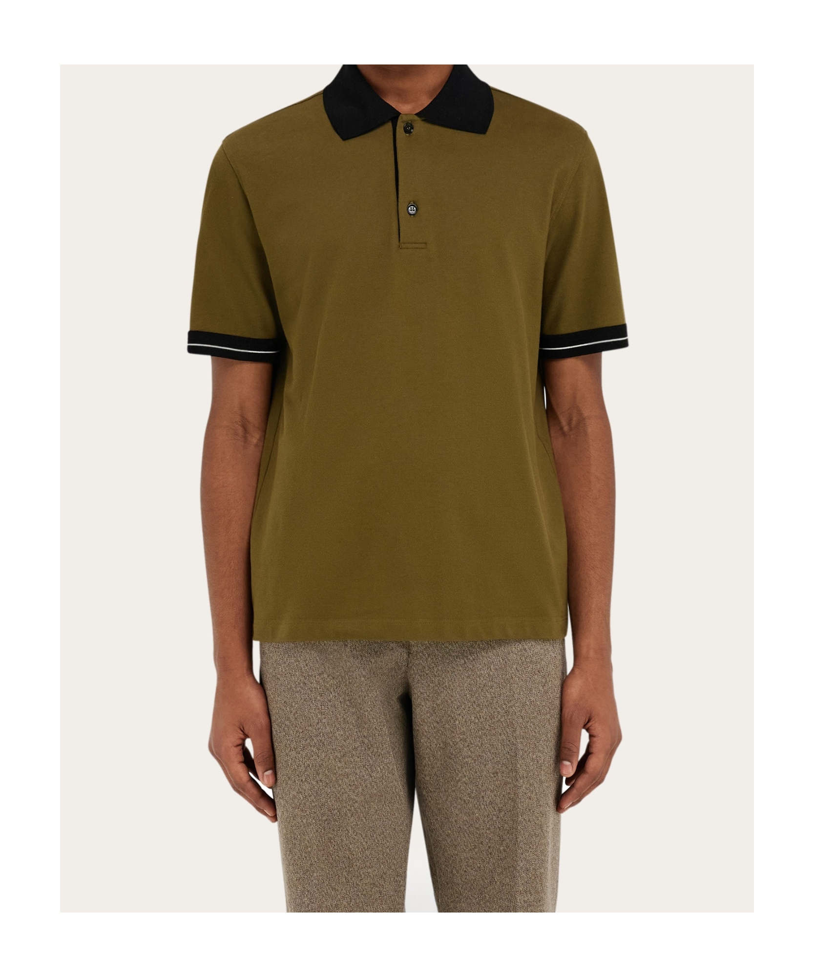 Shop Ferragamo Color Block Detail Polo Shirt In Brown