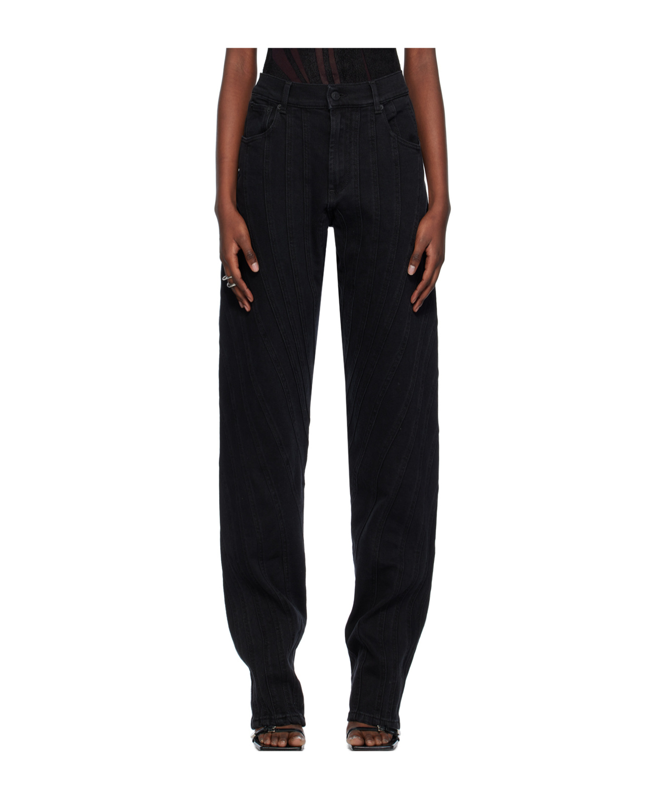 Mugler Belt-loop Jeans In Black