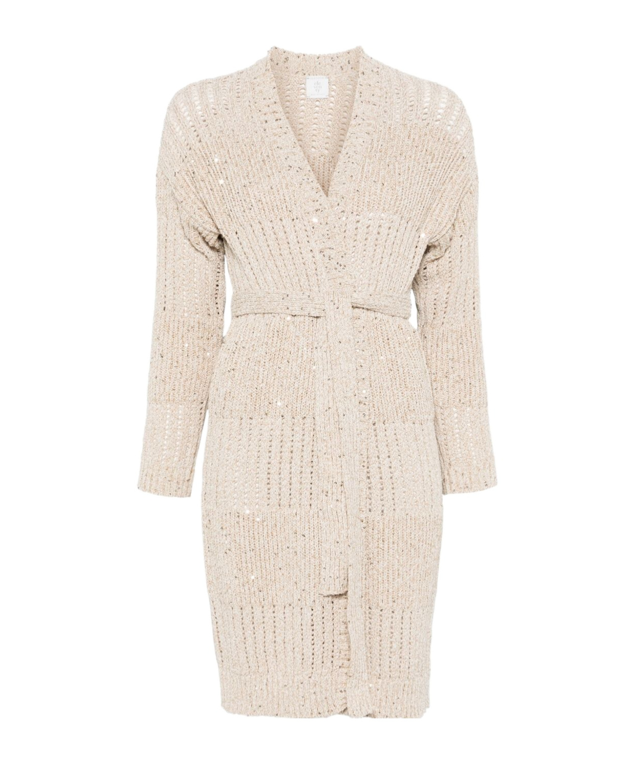 Eleventy Open-knit Cardigan In Nude