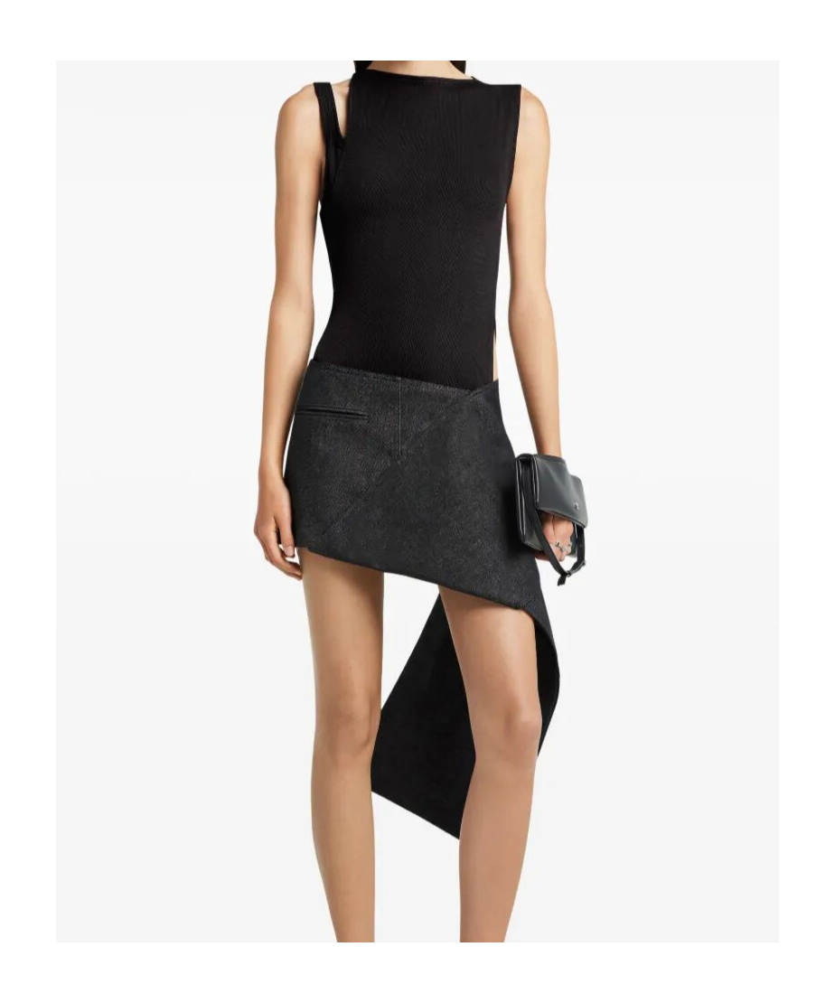 Courrèges Asymmetric-neckline Ribbed Top In Black