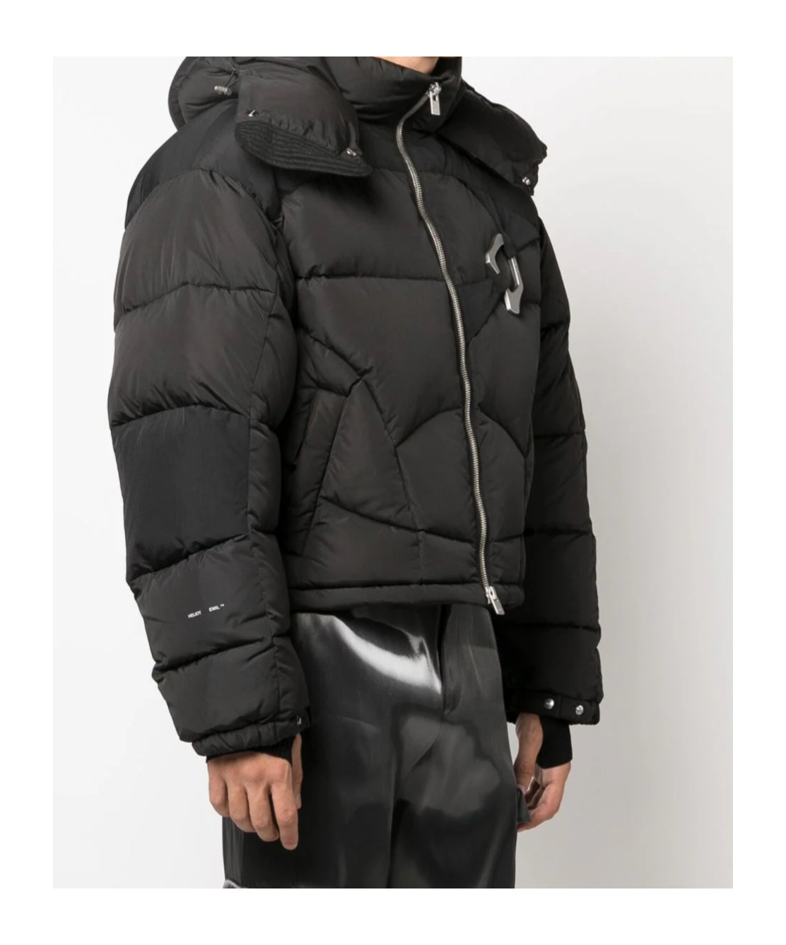 Heliot Emil He Abstract Zip-up Down Jacket In Black