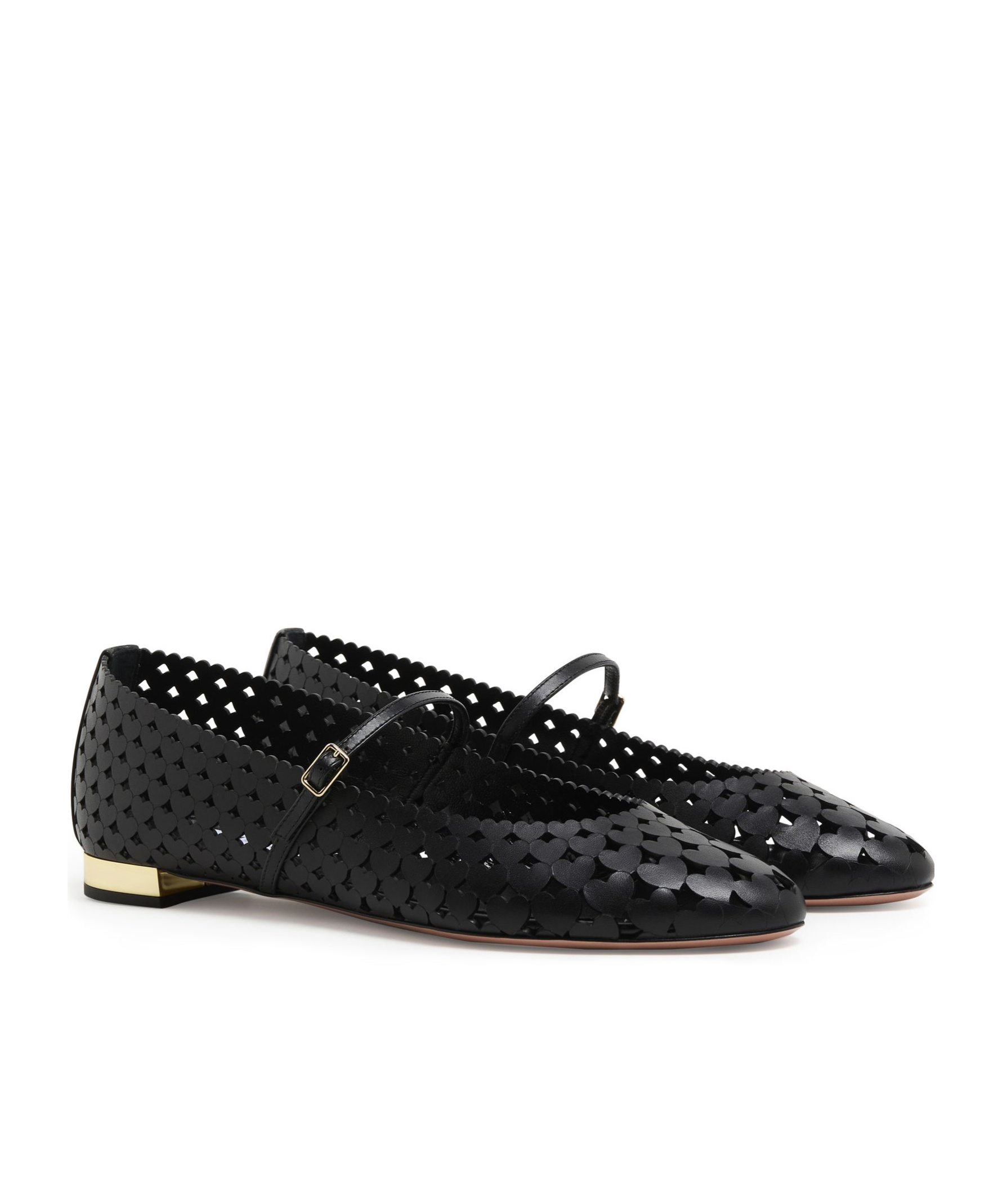 Aquazzura Amourose Cutout Leather Ballet Flats In Black