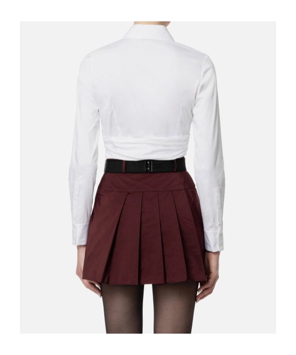 Elisabetta Franchi Technical Nylon Zipped Pleated Mini Skirt In White