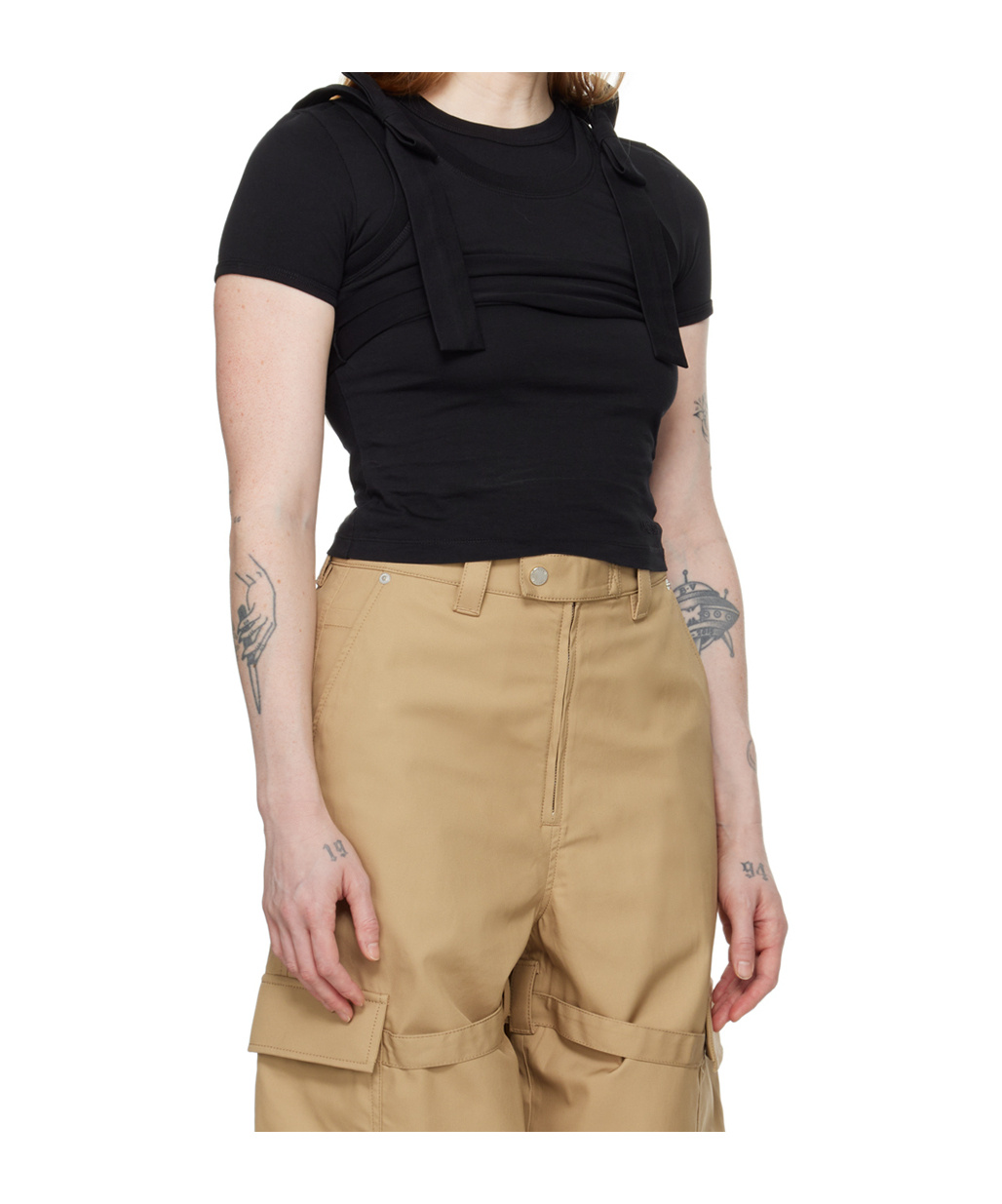 Ambush Layered Organic Cotton T-shirt In Black