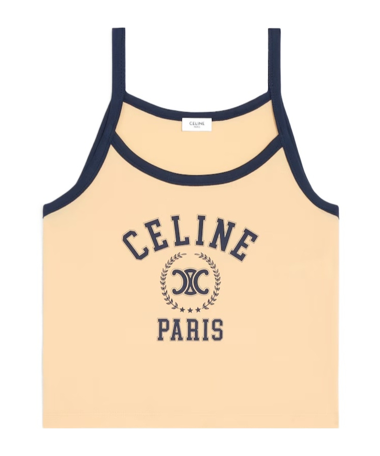Celine Tank Top In Cotton Jersey In Cheesecake Color/navy Blue