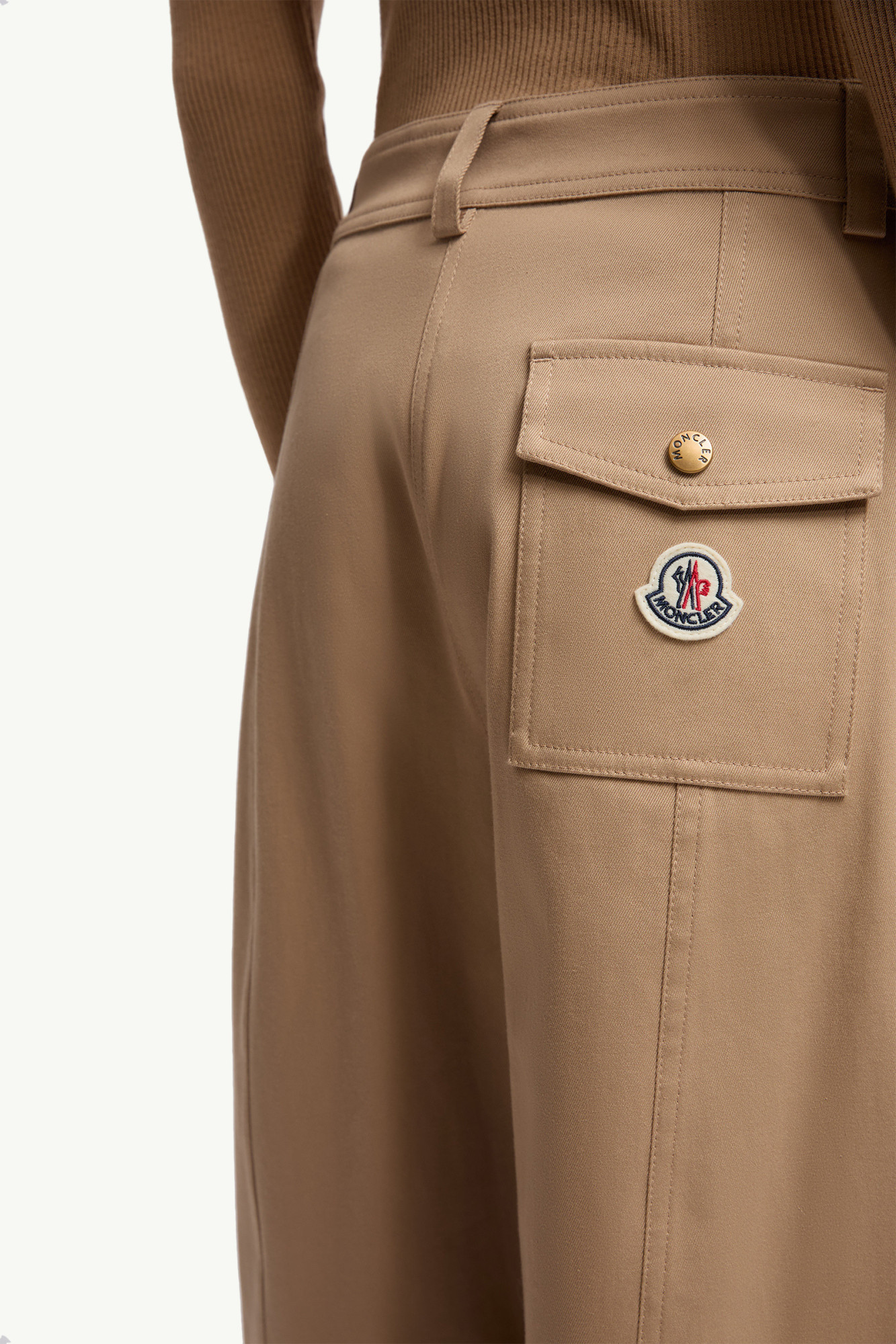 Moncler Pantalon Droit En Gabardine De Coton In Neutral
