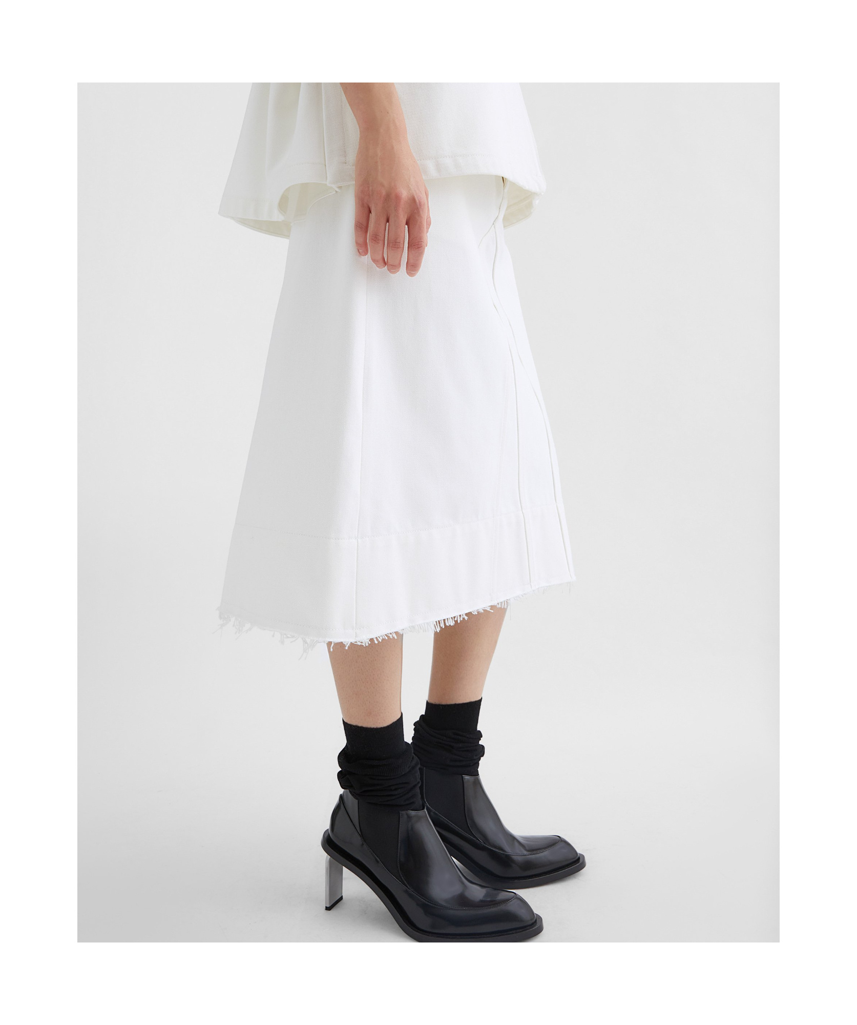 Jil Sander Cotton Denim Skirt In Light White