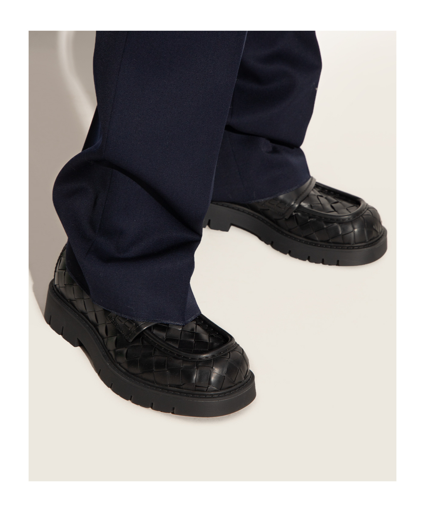 Bottega Veneta Haddock Intrecciato Leather Loafers In Black