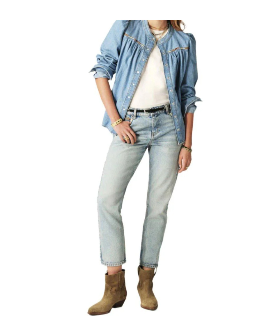 Bash Belt Loop Denim Trousers In White
