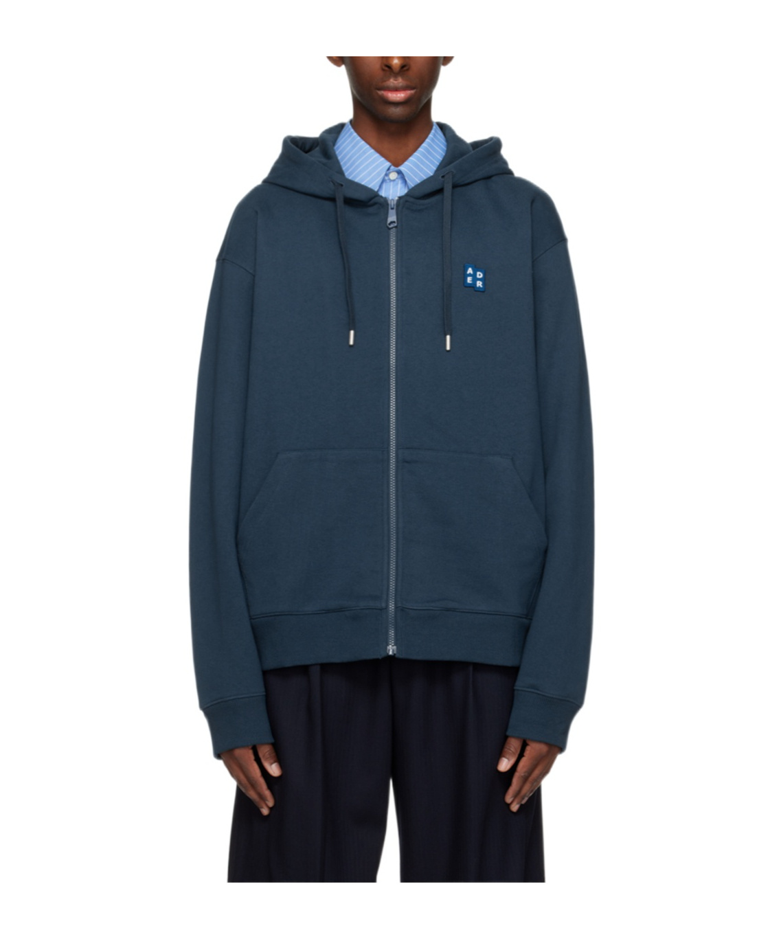 Ader Error Hooded Zipper Casual Jacket In Blue