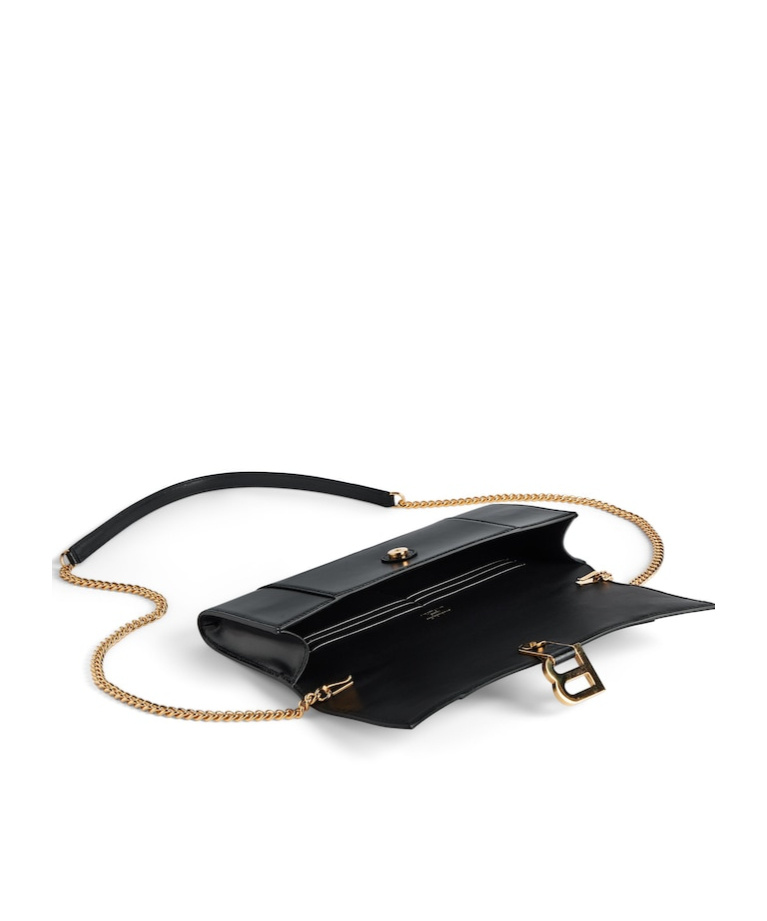 Balenciaga Women Horglss Poch Leather Handbag In Black