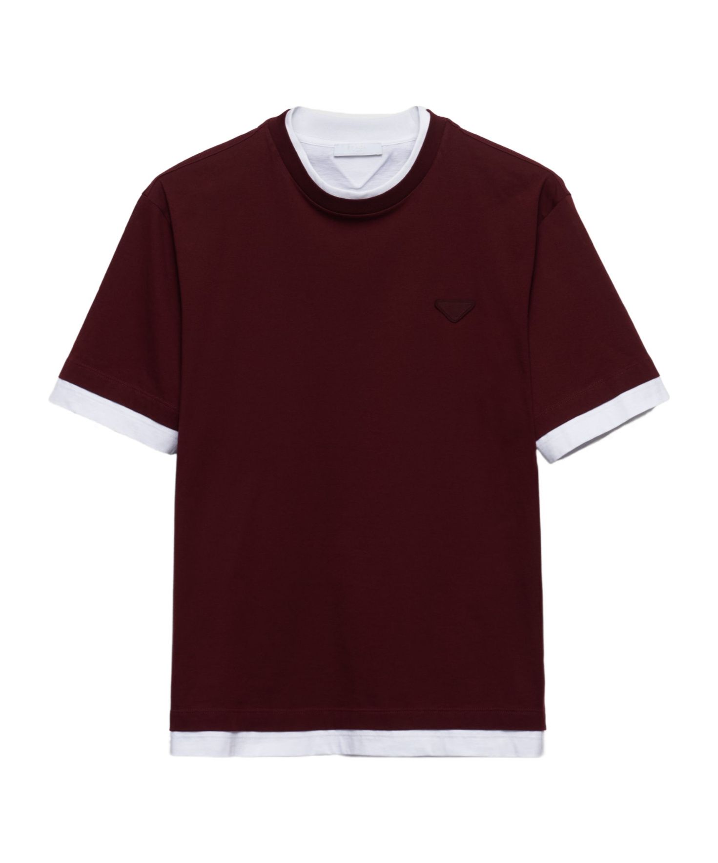Prada Item O-neck Short-sleeved T-shirt In Garnet Red