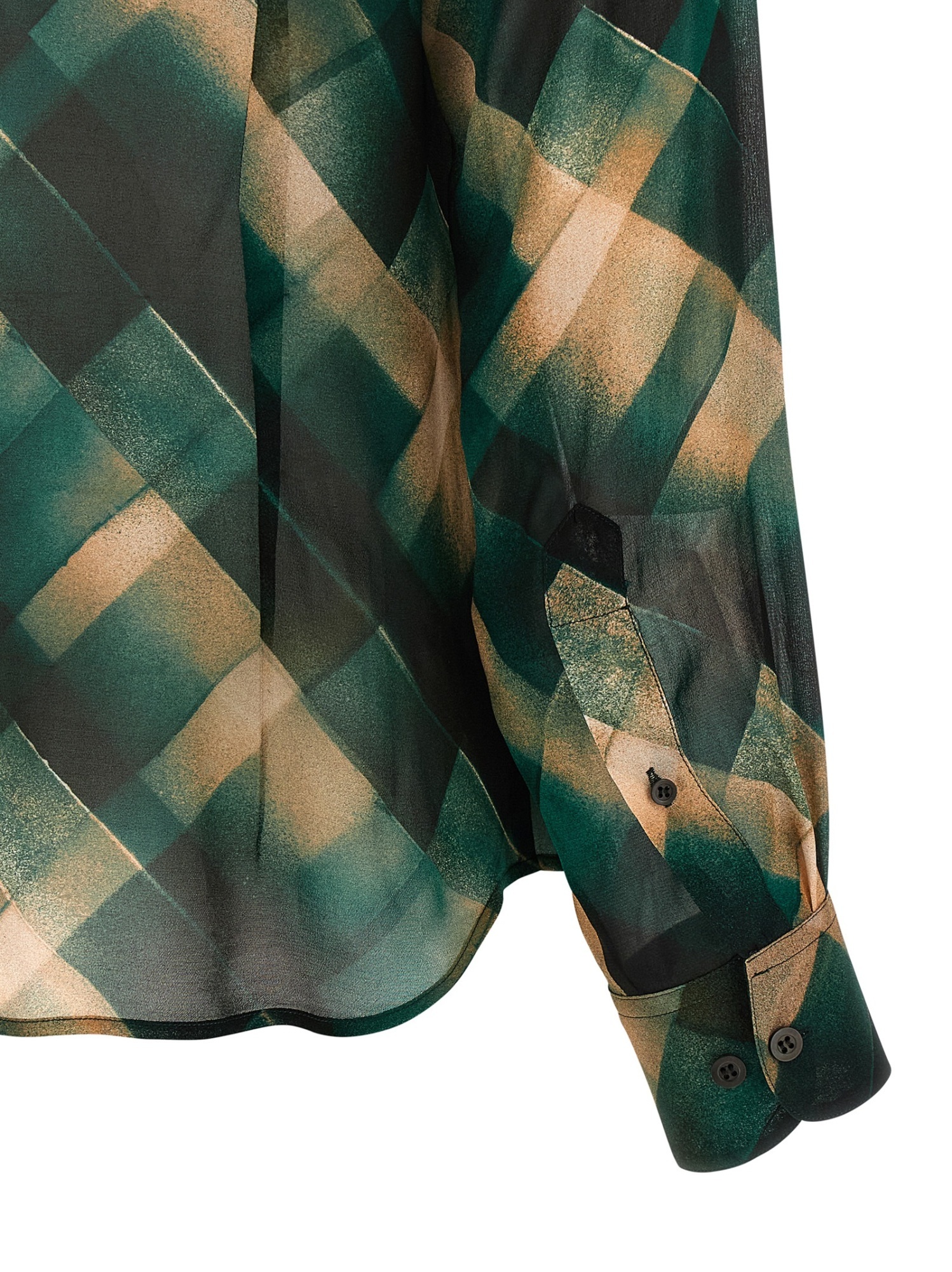 Dries Van Noten Sheer Fabric Pointed Collar Long Sleeves Shirt In Green