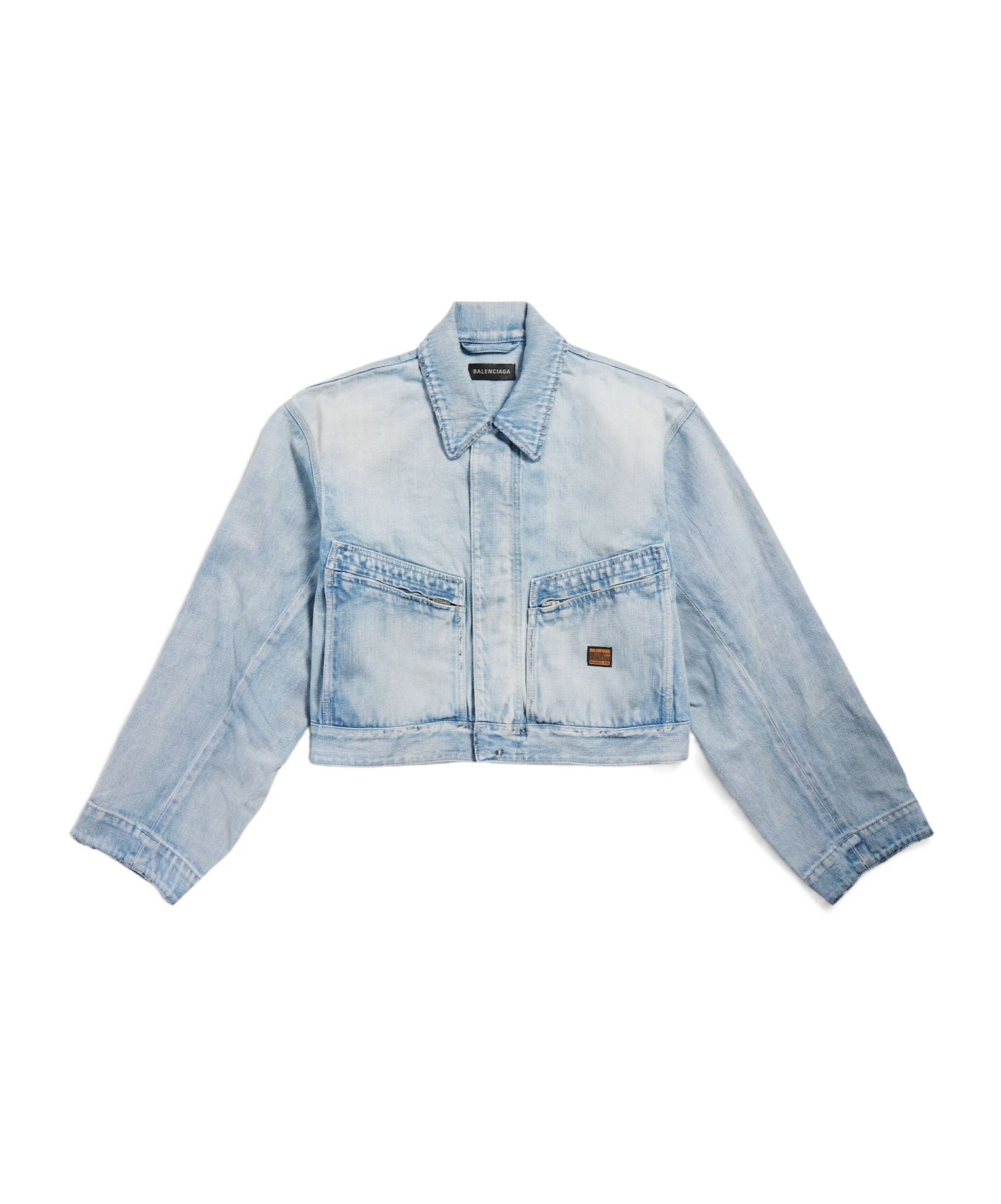 Balenciaga Women's Cropped Workwear Jacket In Light Blue In Blue