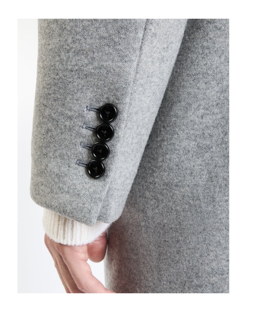 Fay Light Grey Yarn-dyed Wool Blend Fabric Coat In White
