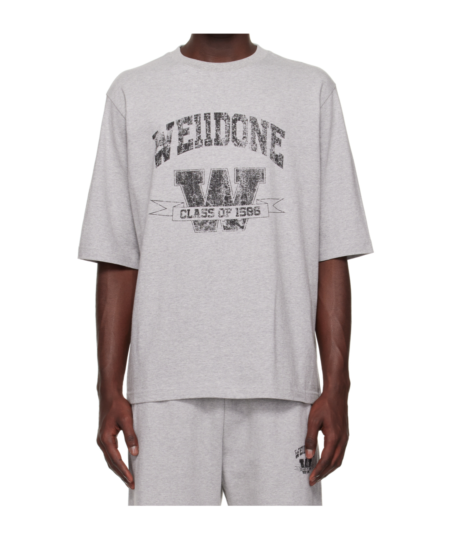 We11 Done Gray Printed University T-shirt In Gray