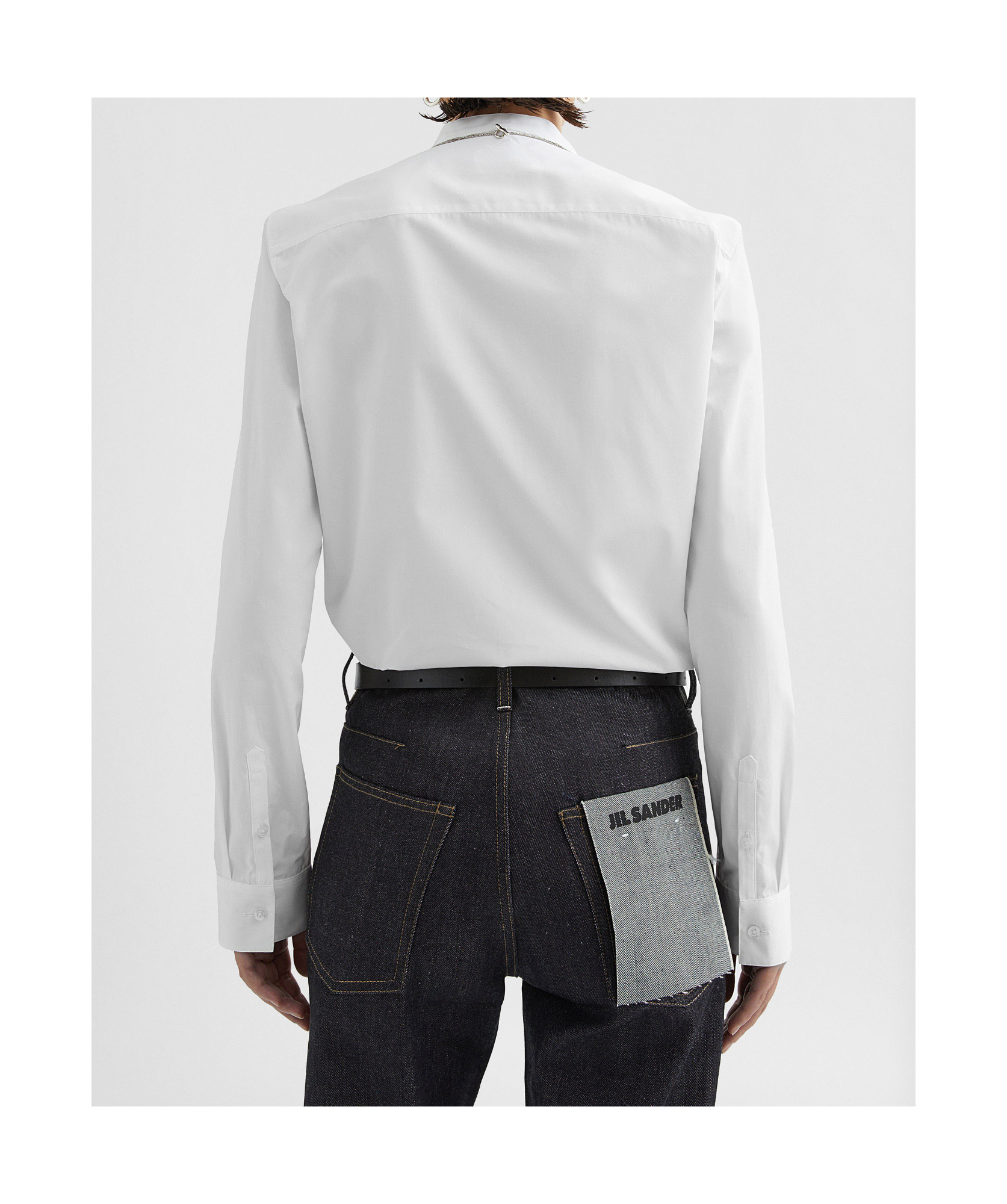 Jil Sander Long-sleeved Poplin Stand-collar Shirt In White