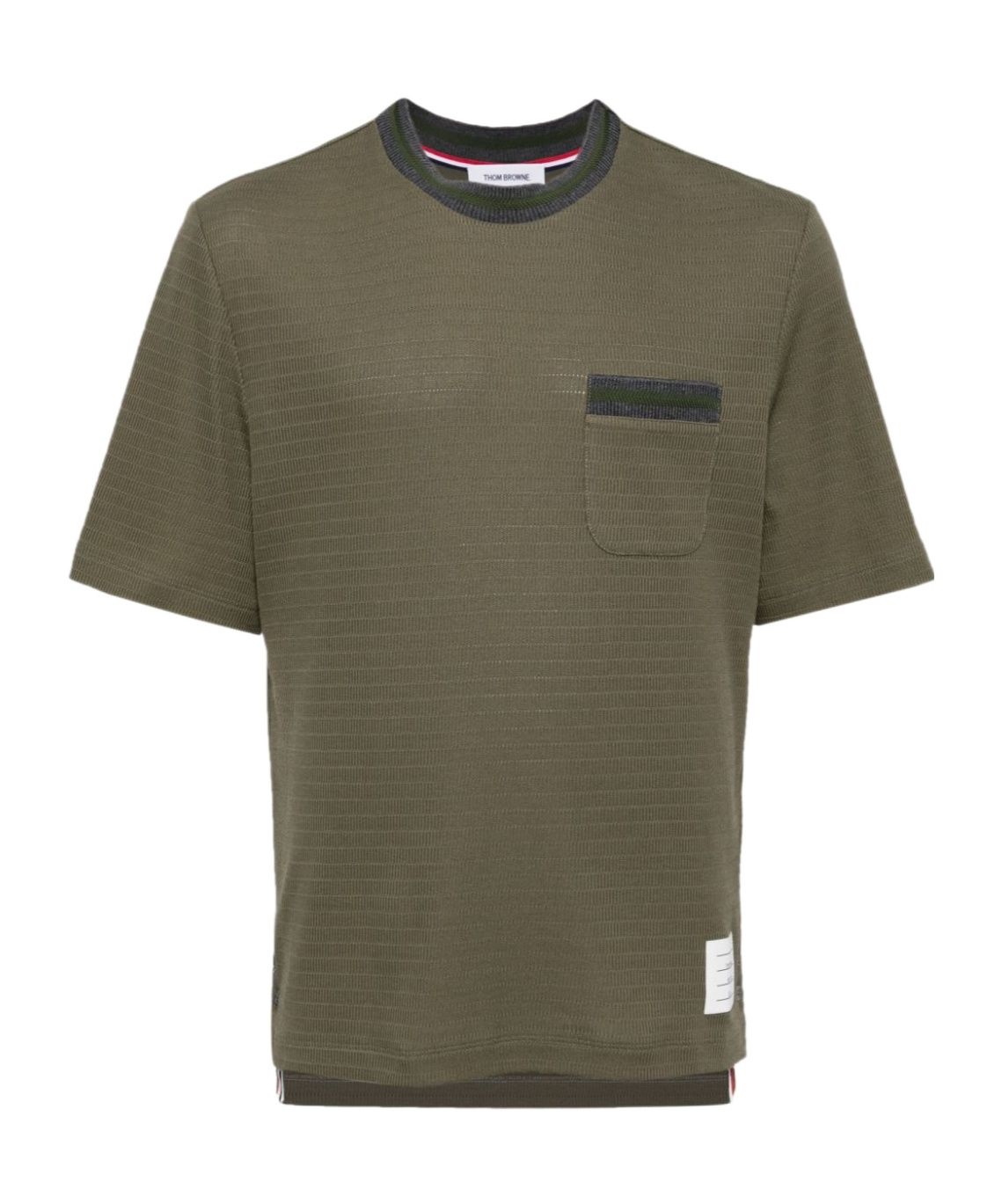 Thom Browne Pointelle Cotton Tee In Green