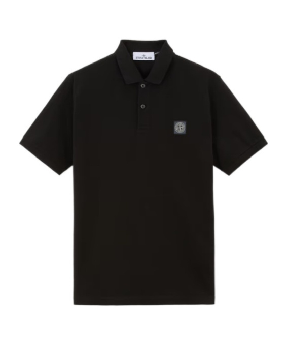 Stone Island Mens Black Brand-patch Regular-fit Stretch-cotton Polo Shirt Xl In Black