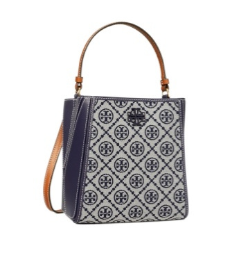 Tory Burch Mcgraw Logo Patch Bucket Bag In Gray