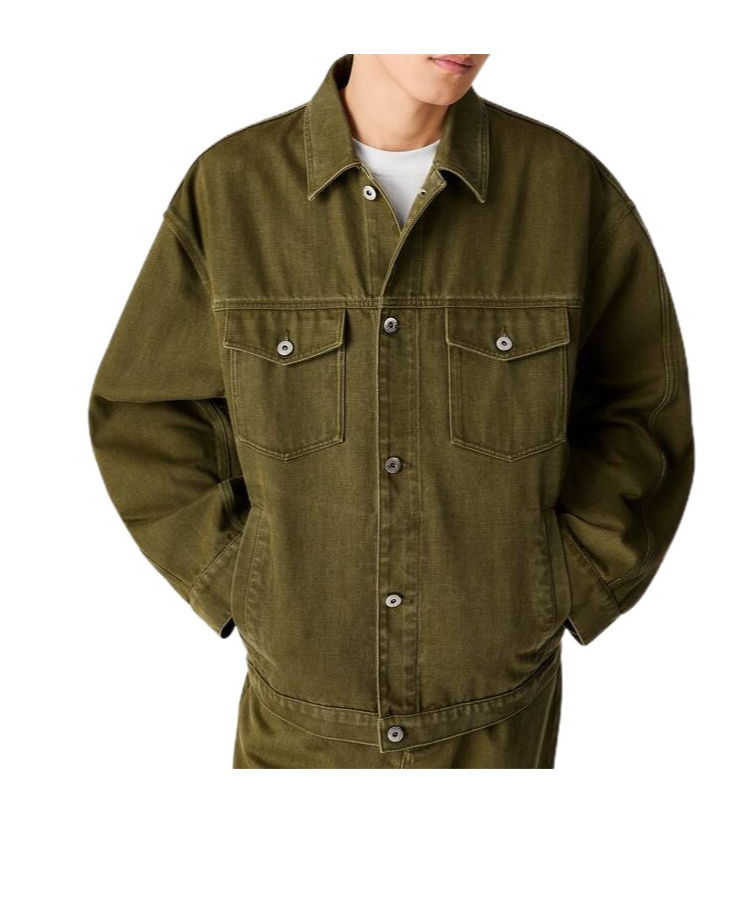 Bottega Veneta Denim Jacket With Collared Design And Pockets In Green