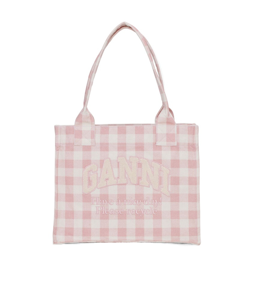 Ganni Large Vichy Check Tote