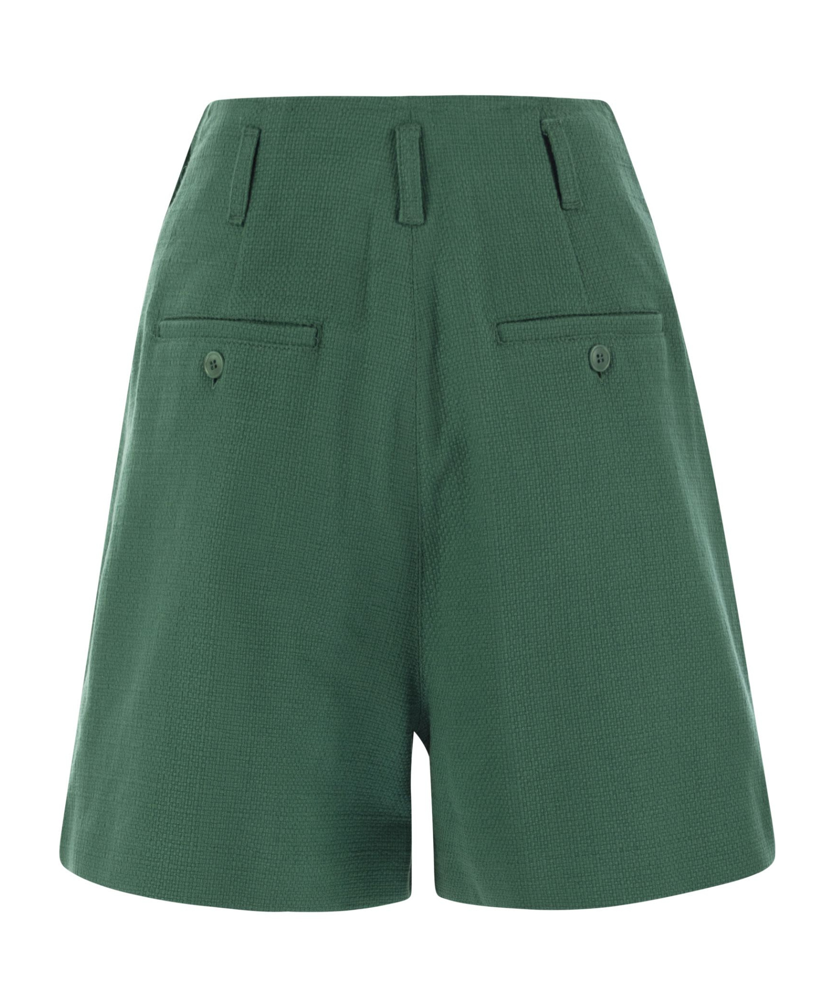 Weekend Max Mara Pandoro - Cotton Bermuda Shorts With Darts In Green