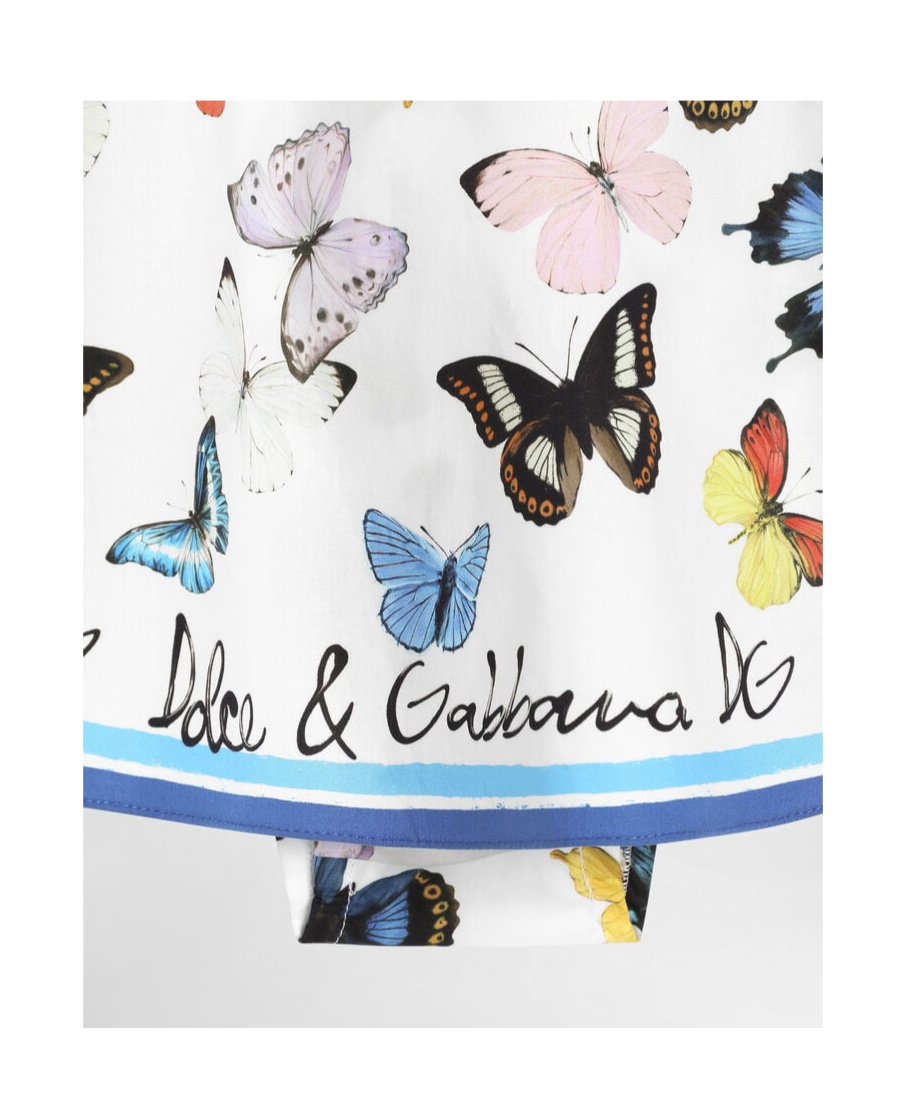 Dolce & Gabbana Poplin Dress With Butterfly Print In White