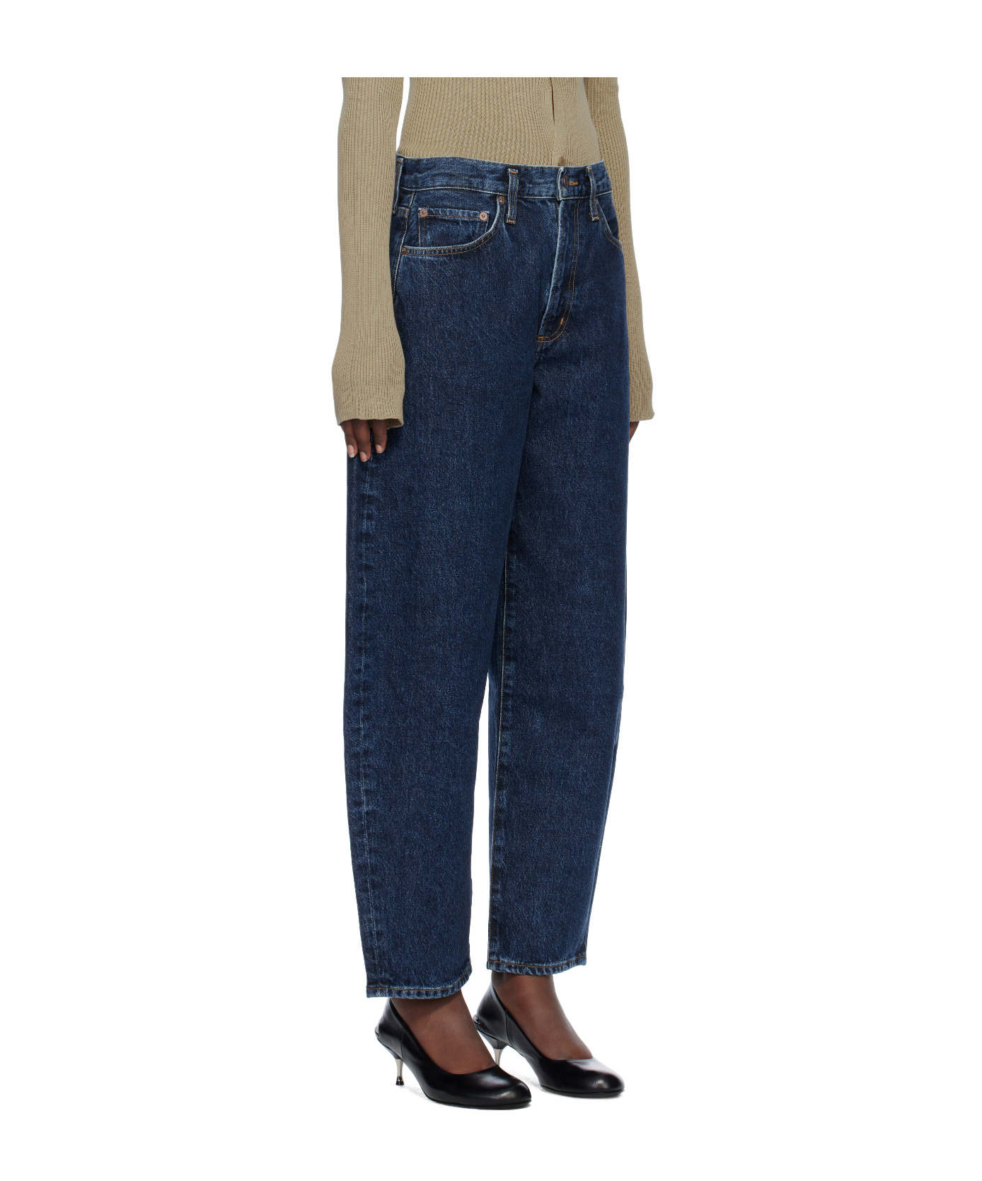 Agolde High Waist Denim Trousers In Blue