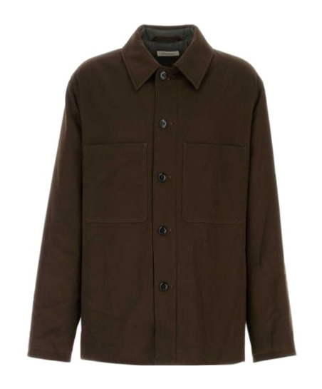 Lemaire Dark Brown Wool Padded Jacket In Black