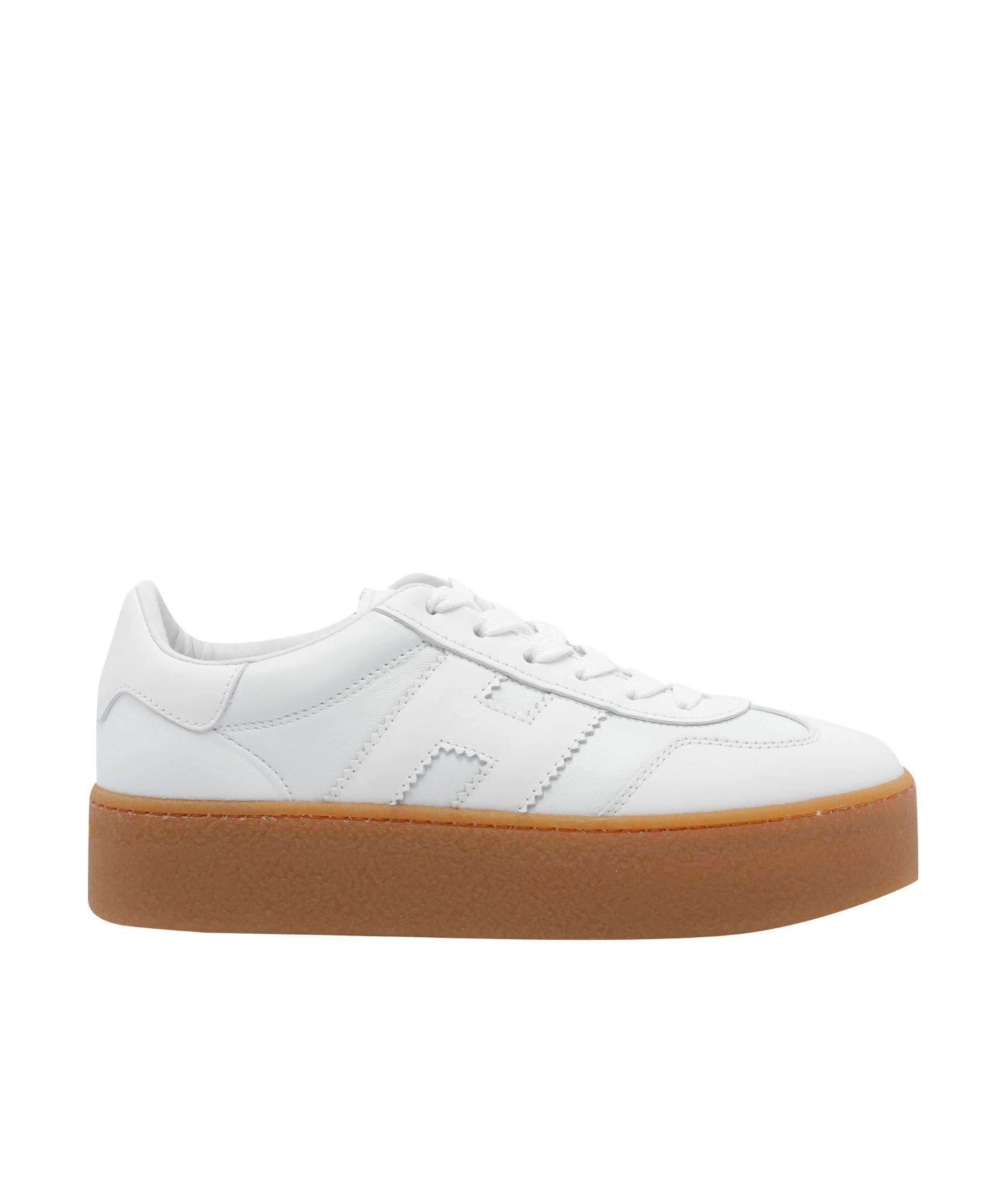 Hogan Low Top Leather Sneakers With Platform Sole In White