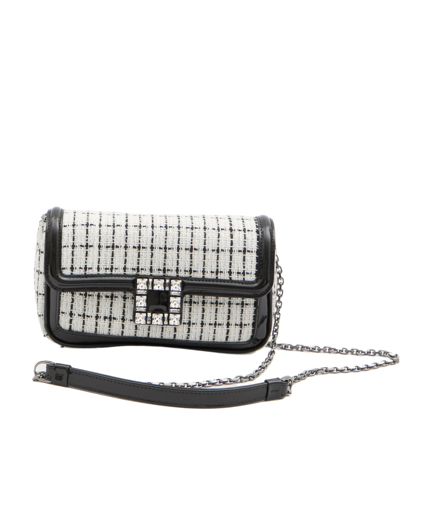 Roger Vivier Elegant Two-tone Mini Clutch With Strass Buckle In Black