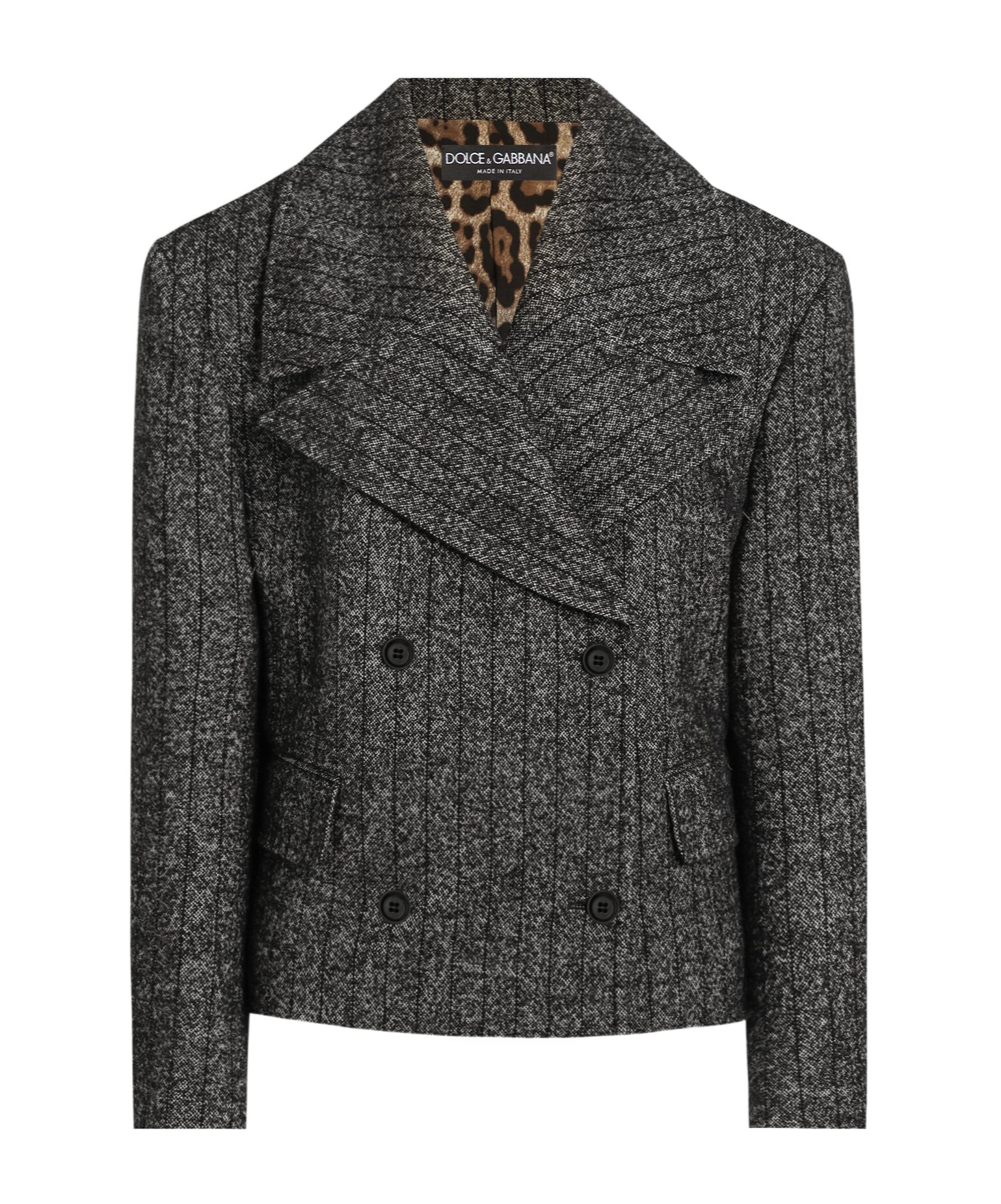 Dolce & Gabbana Pinstriped Wool-blend Double-breasted Jacket In Gray