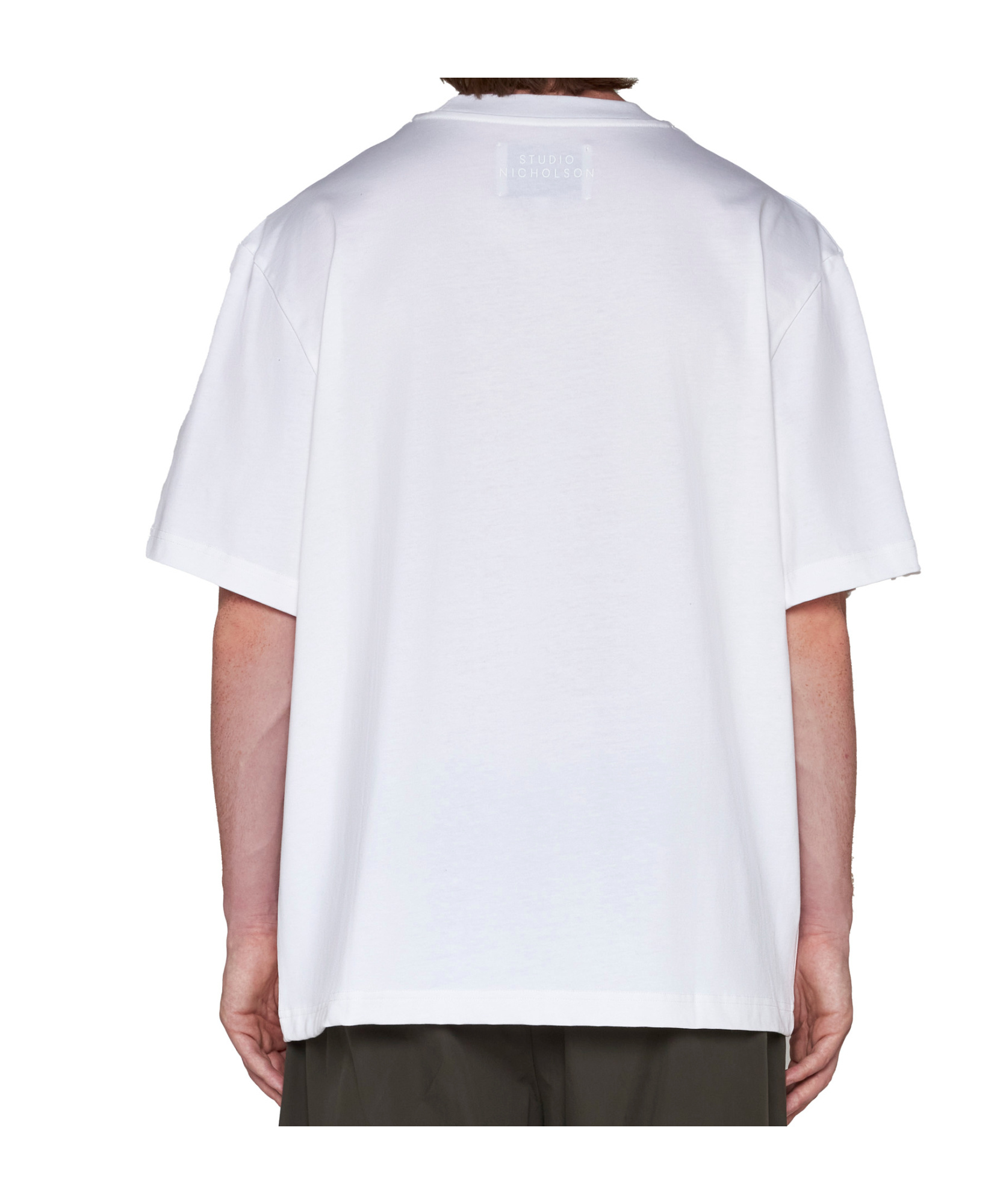 Studio Nicholson Jersey - Branded Easy Fit Ss T-shirt White Relaxed Fit T-shirt - Piu In White