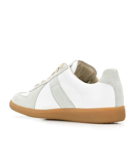 Maison Margiela Low-top Leather Sneakers With Contrasting Details In White