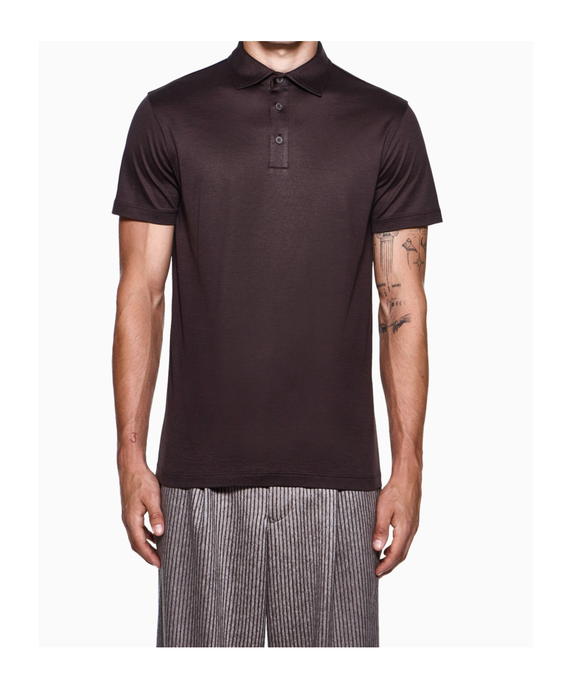 Giorgio Armani Silk Cotton Polo Shirt With Regular Fit In Brown