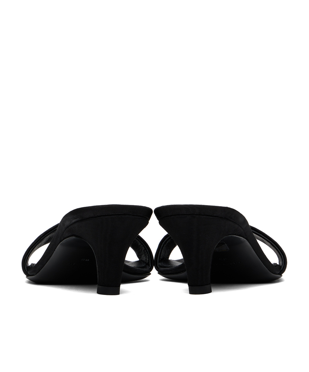 Totême Toteme Square Toe Kitten Heel Satin Sandal In Black