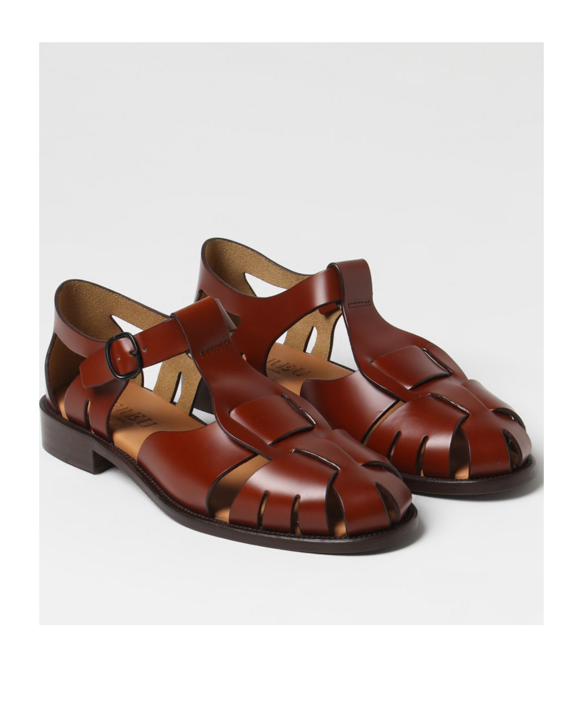 Hereu Light Brown Leather Fishing Shoes With Adjustable Strap In Brown