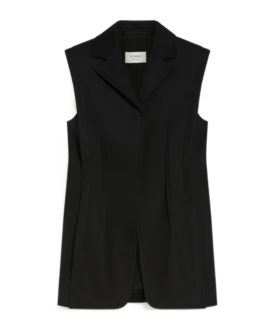 Sportmax Sleeveless Stretch Wool Blazer Minidress In Black