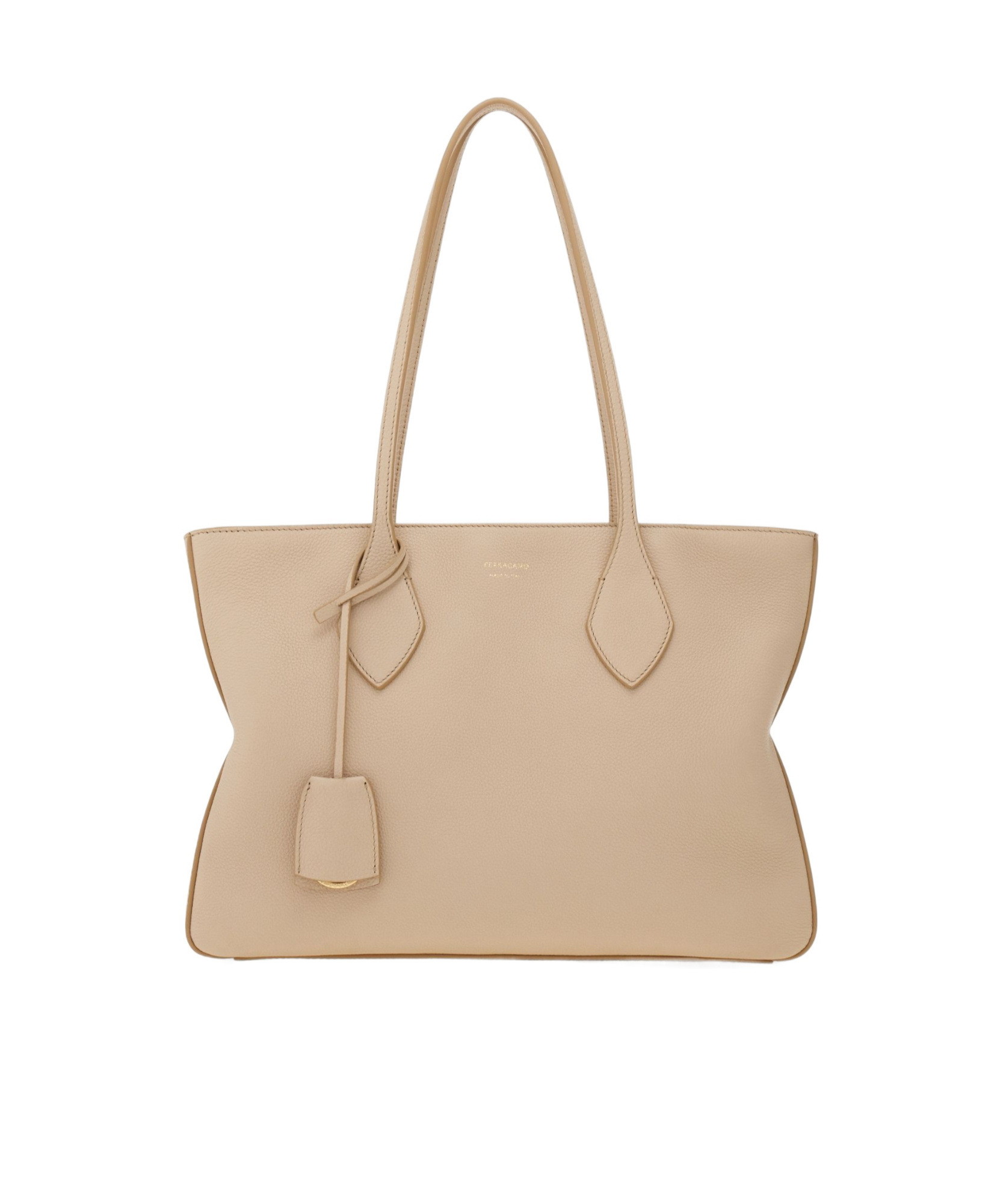 Shop Ferragamo Logo Stamp Tote Bag In Nude