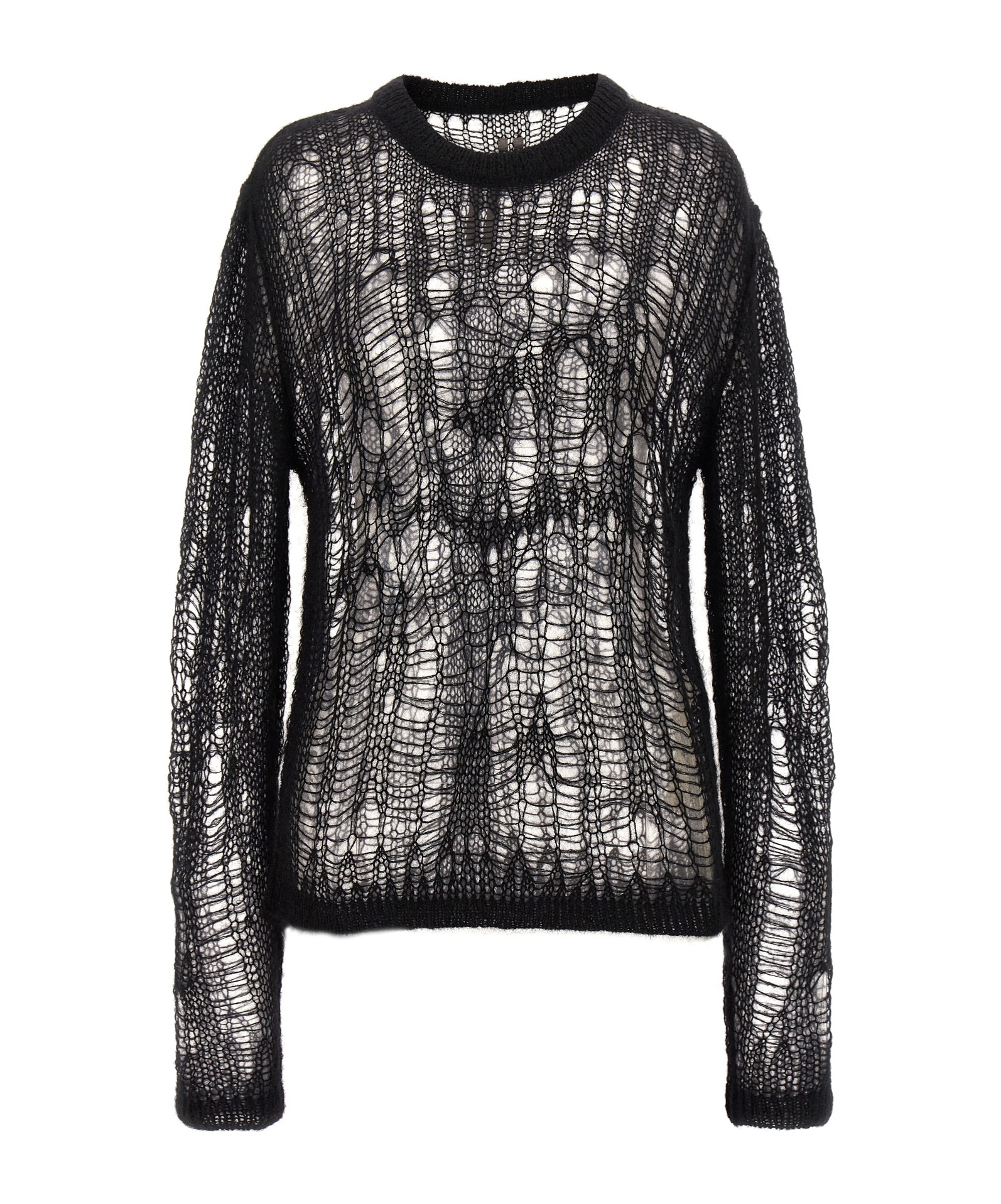 Rick Owens Open-knit Sheer Jumper In Black