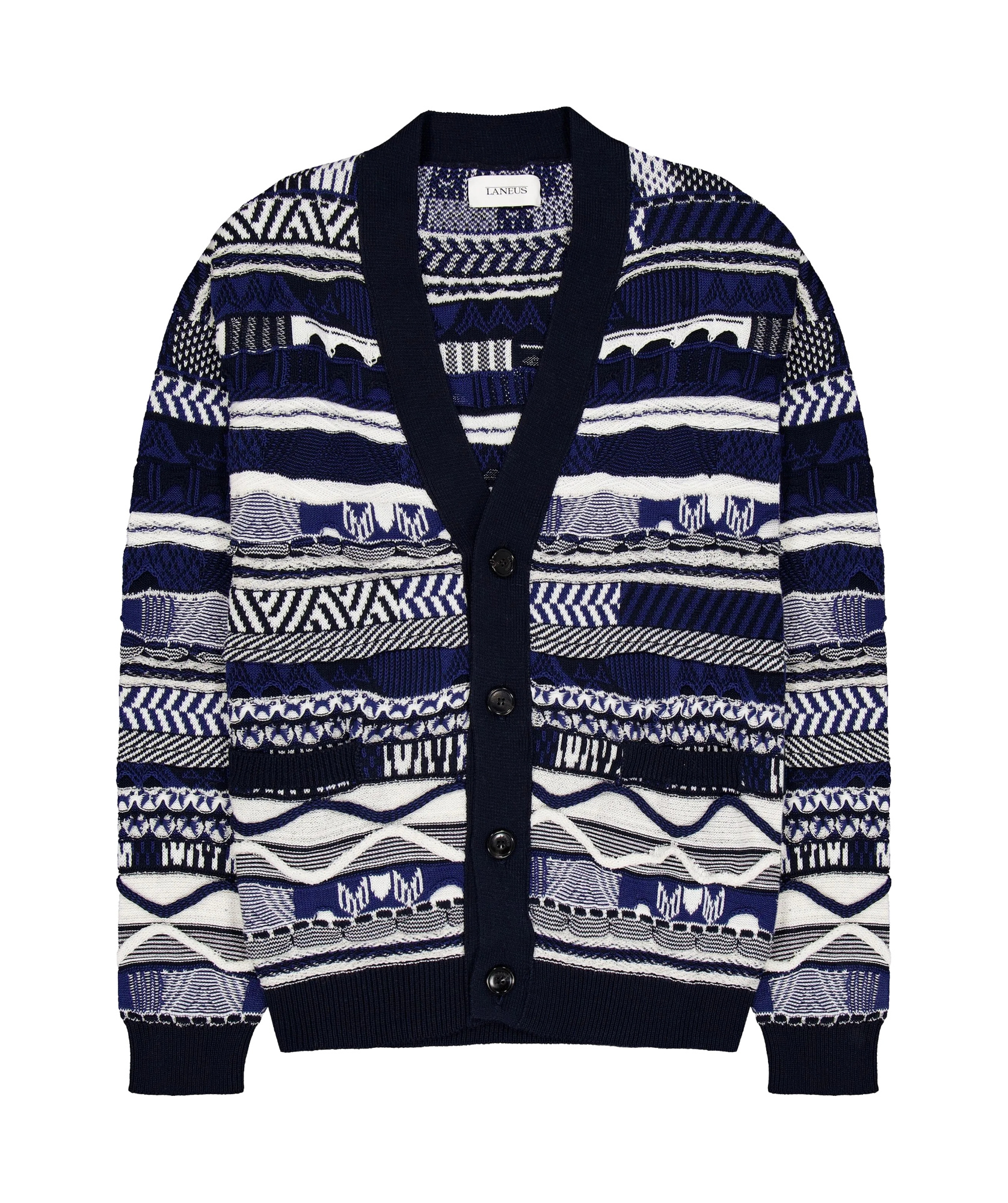 Shop Laneus Jacquard-knit Cardigan In Black