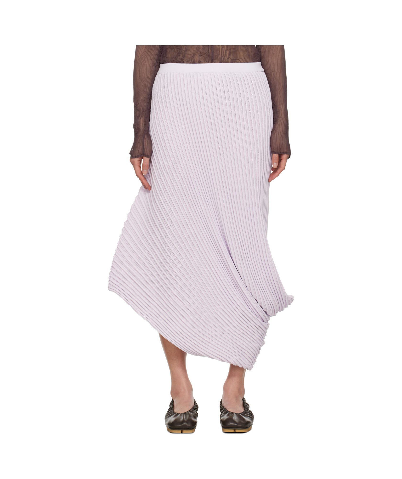 Issey Miyake Stream Curved Knit Midi Skirt In Purple